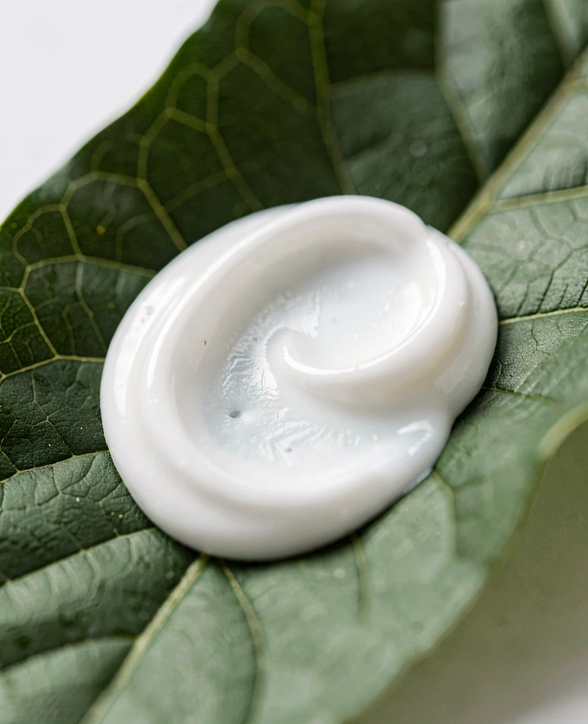 Tekstura prirodne kreme na listu